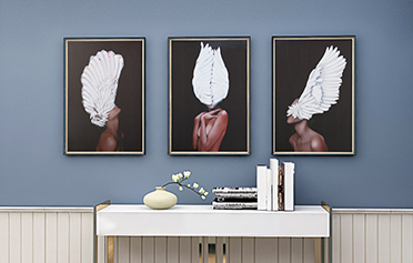 現代簡約客廳沙發背景墻創意組合掛畫-羽毛女孩