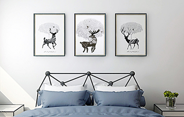 北歐風(fēng)客廳裝飾畫玄關(guān)畫麋鹿畫-繽紛世界