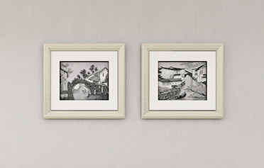 新中式入戶玄關床頭掛畫風景壁畫-江南水鄉