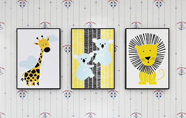 北歐餐廳臥室單幅三聯畫掛畫-Q版萌寵